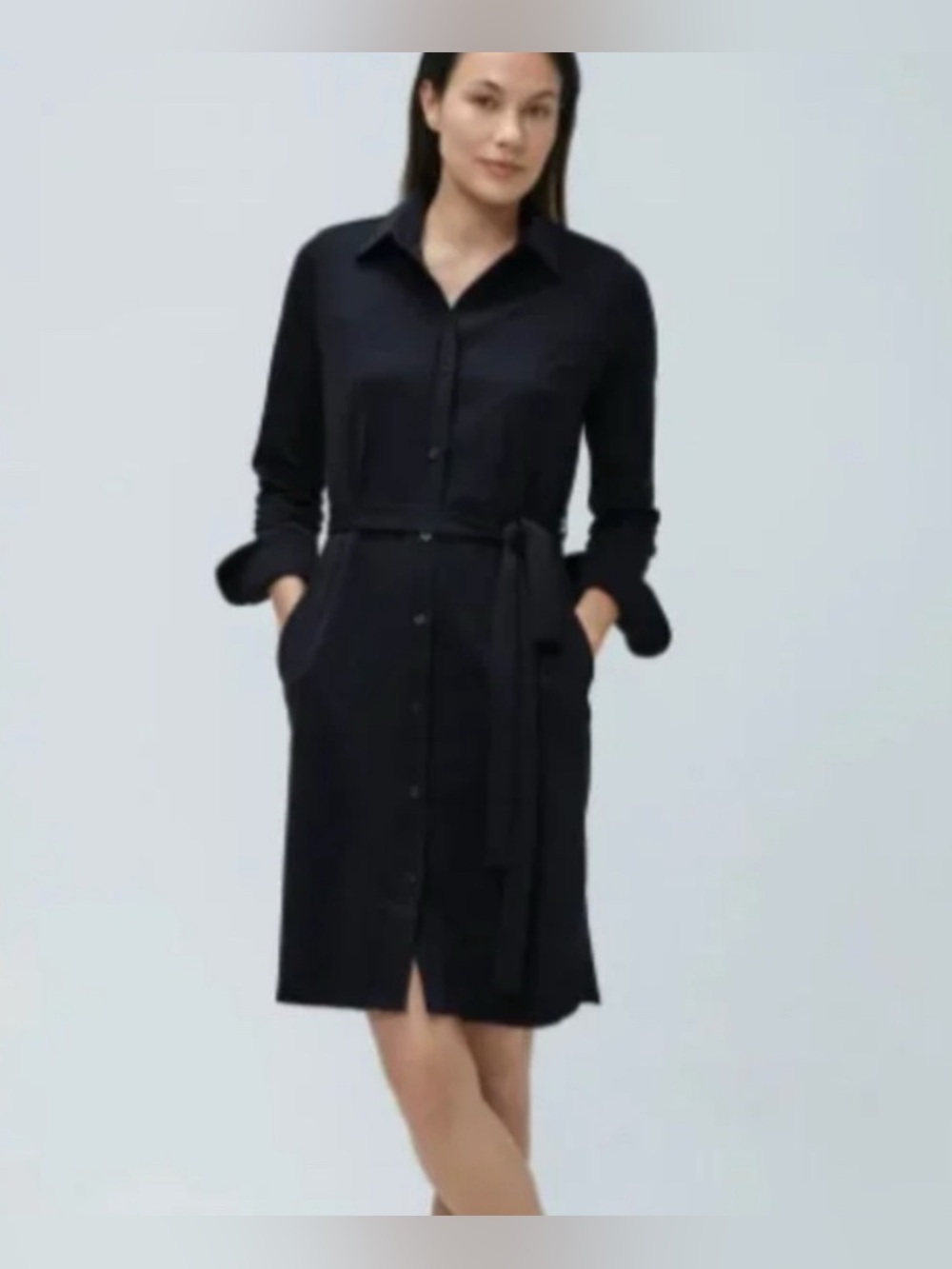 Ministry of Supply Classic Black Apollo Shirt Dress Large